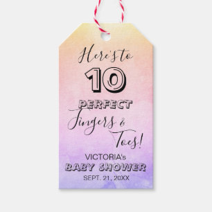 "Hier sind 10 perfekte Fingers & Toes" Babydusche Geschenkanhänger