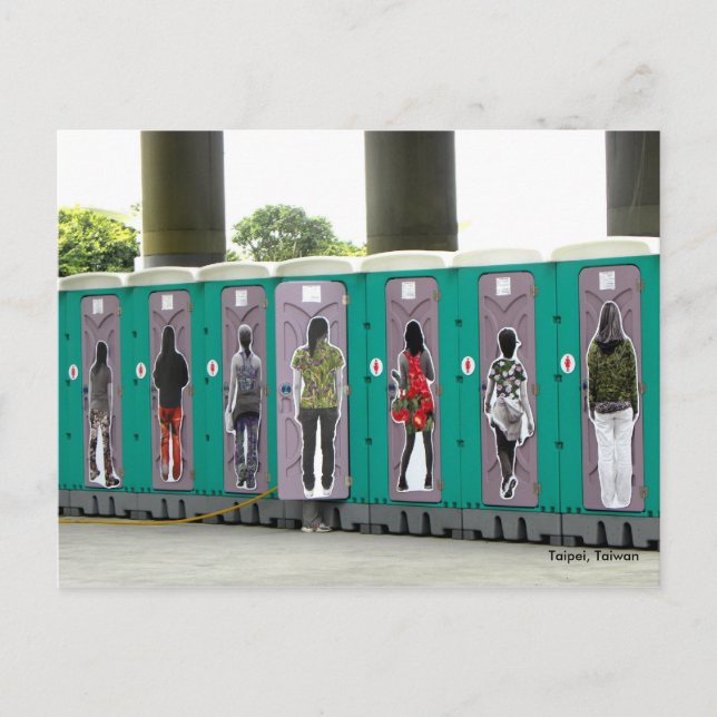 Hier sind die John/Portable Toiletten:) Postkarte (Vorderseite)