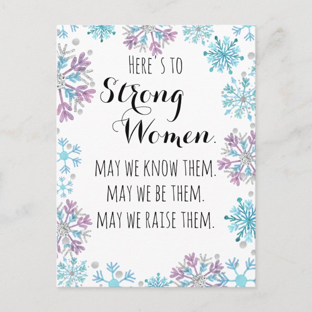 Hier sind die starken Frauenschneeflocken Motivier Postkarte (Vorderseite)