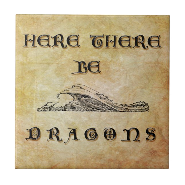Hier sind Drachen Fliese (Vorderseite)