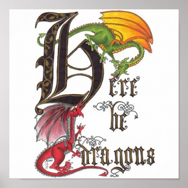Hier sind Drachen Poster (Vorne)