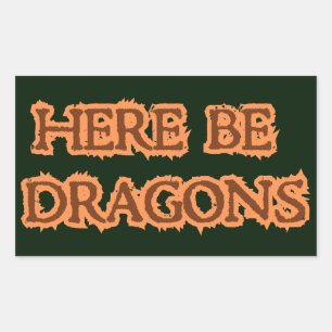 Hier sind Drachen Rechteckiger Aufkleber
