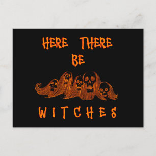 Hier sind Hexen Postkarte