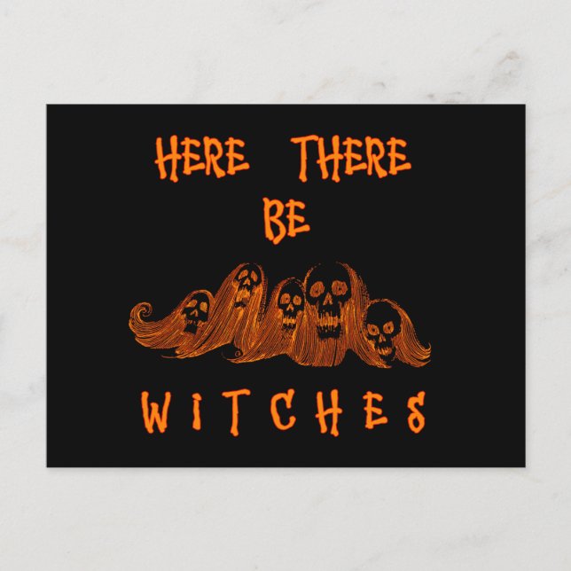 Hier sind Hexen Postkarte (Vorderseite)