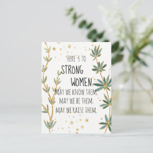 Hier sind starke Frauen Gold Glitter Grün Floral Postkarte