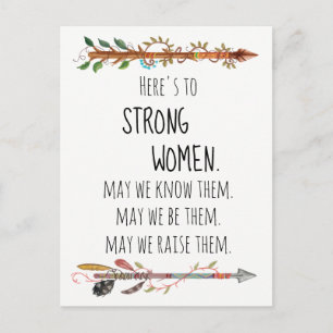 Hier sind starke Frauen Wild Arrow Boho Feder Postkarte
