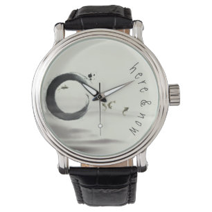 Hier u. jetzt/Zen-Kreis Enso Koi Bürsten-Malerei Armbanduhr