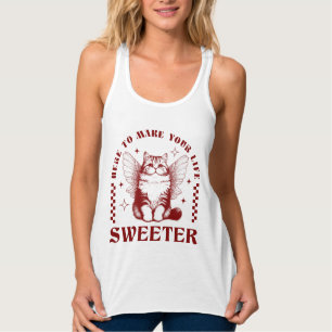 Hier, um Ihr Leben angenehmer Retro-Katz Tank Top