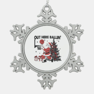 Hier wird Basketball Sport Xmas Weihnachten gespie Schneeflocken Zinn-Ornament