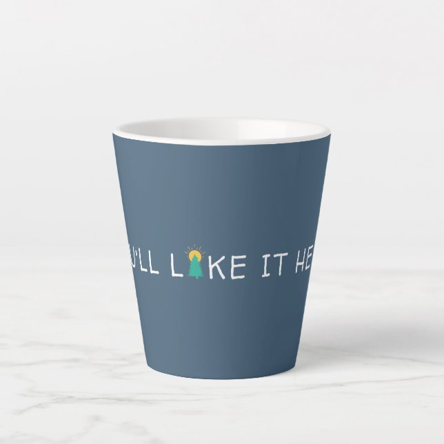 Hier wird's dir gefallen Zitat Milchtasse (Vorderseite)