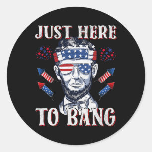 Hier zu Bang Abraham Lincoln 4. Juli Feuerwerk Runder Aufkleber