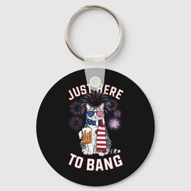 Hier zu Bang USA Flag Bierkatze Lover 4. Juli Schlüsselanhänger (Vorderseite)