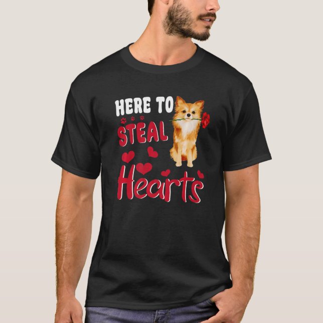 Hier zu stehlen hören Funny Spitz Dog Valentin T-Shirt (Vorderseite)