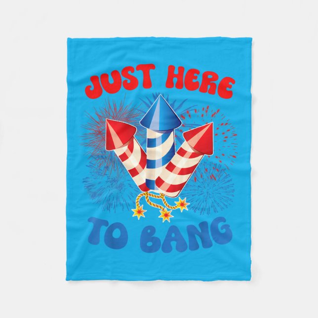 Hier zum Feiern Lustiger 4. Juli Amerikanische Fla Fleecedecke (Vorderseite)