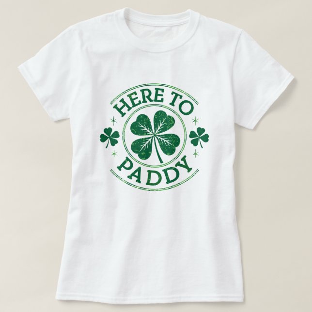 Hier zum Paddy Kleeblatts St Patrick's Day T-Shirt (Design vorne)