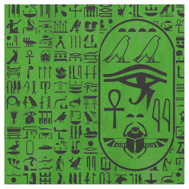 Hieroglyphen-Grün Stoff (Nahaufnahme)