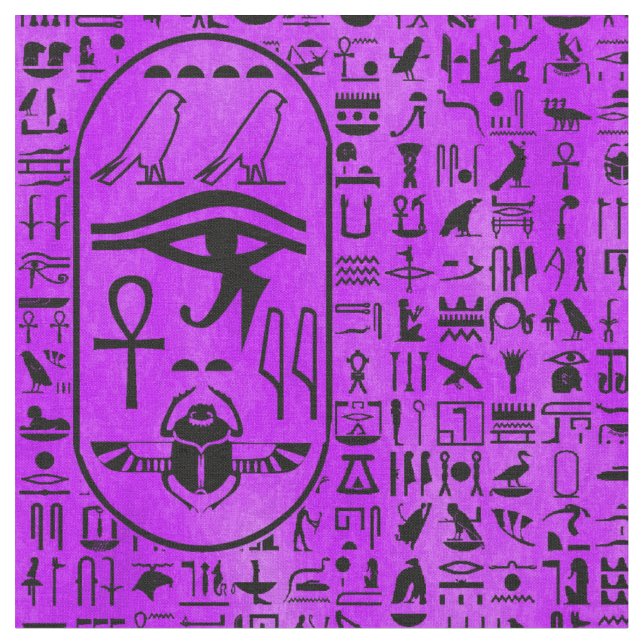 Hieroglyphen lila stoff (Nahaufnahme)