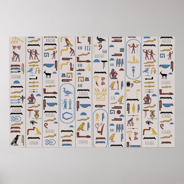 Hieroglyphen Pharaoh Asche Hintergrund Poster (Vorne)