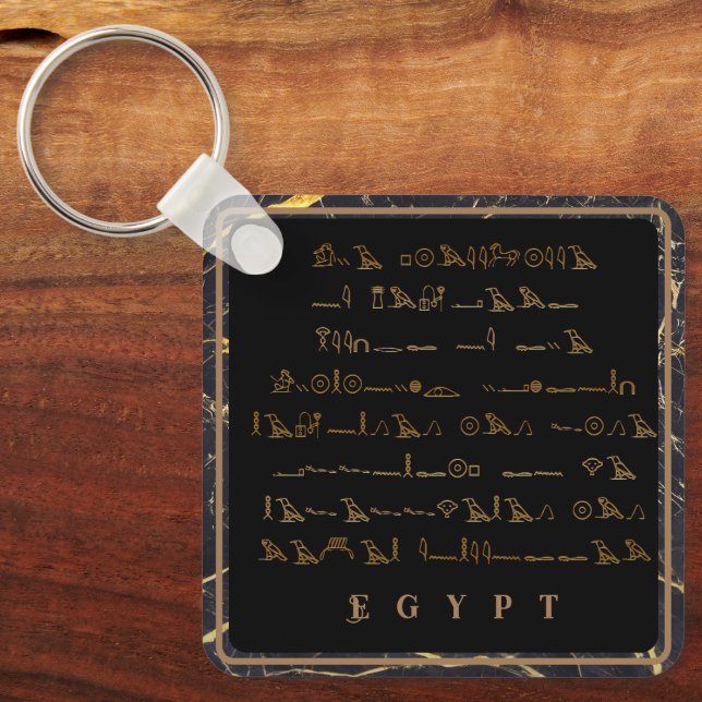 Hieroglyphen Phrase Ägypten Schwarz-Gold-Rahmen Schlüsselanhänger (Vorderseite)
