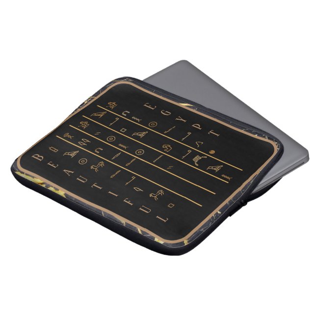 Hieroglyphen Schönes Ägypten Schwarz-Gold-Rahmen Laptopschutzhülle (Vorne Oben)
