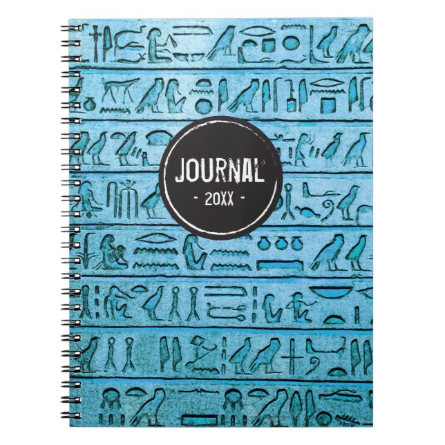 Hiéroglyphes égyptiens anciens - Carnet bleu (Devant)