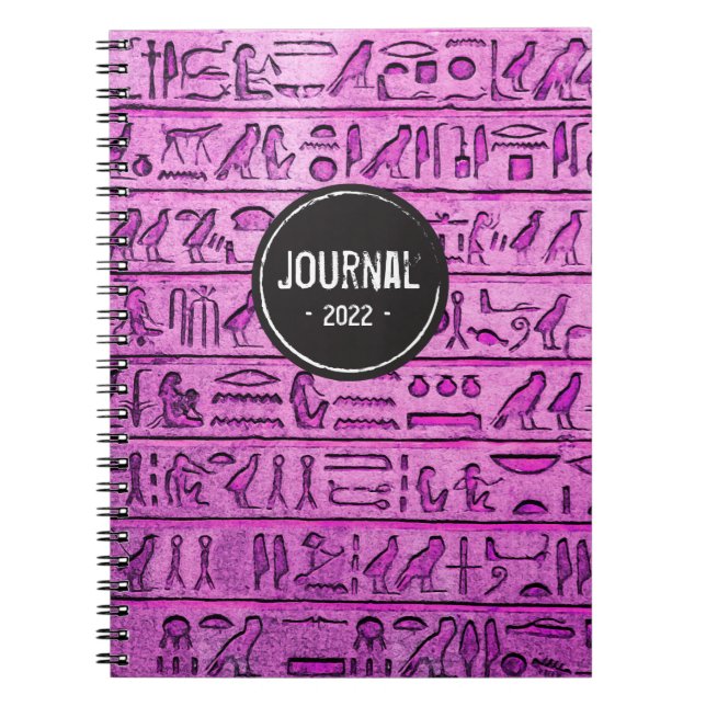 Hiéroglyphes égyptiens anciens - Carnet violet (Devant)