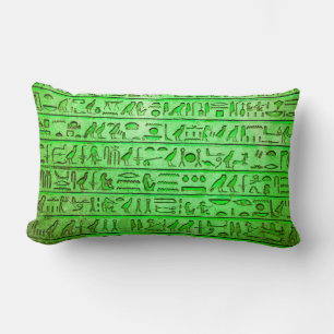Hiéroglyphes égyptiens anciens Coussin Lumbar vert
