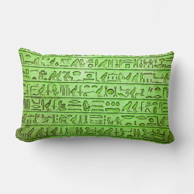 Hiéroglyphes égyptiens anciens Coussin Lumbar vert (Recto)