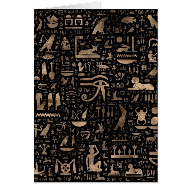 Hiéroglyphes égyptiens antiques - noir et or (Devant)