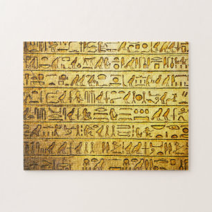Hiéroglyphes égyptiens antiques Puzzle jaune