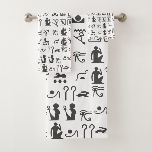 Hiéroglyphes égyptiens en noir et blanc (En situation)
