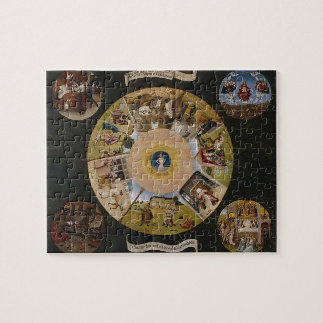 Hieronymus Bosch- 7 tödliche Sünden u. 4 letzte (Horizontal)