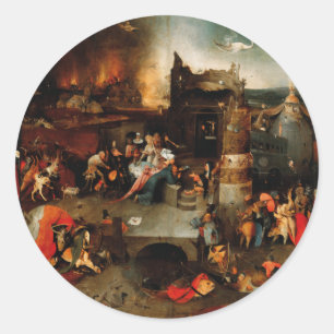 Hieronymus Bosch - Temptation von Saint-Anthony Runder Aufkleber