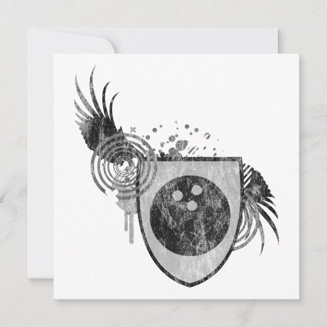 Hifi-Bowlingball-Wappen Einladung (Vorderseite)