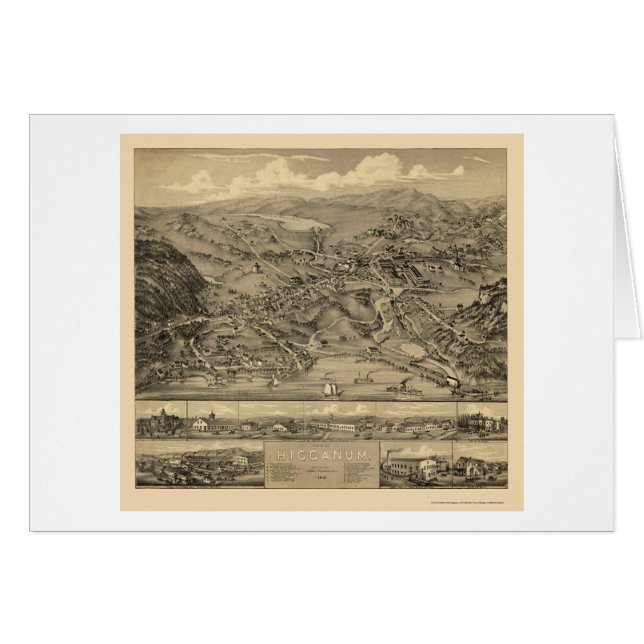 Higganum, panoramische Karte CT - 1881 (Vorderseite (Horizontal))