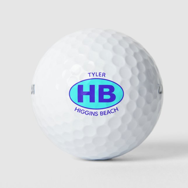 Higgins Beach Oval Blue Aqua Personalisiert Golfball (Vorderseite)