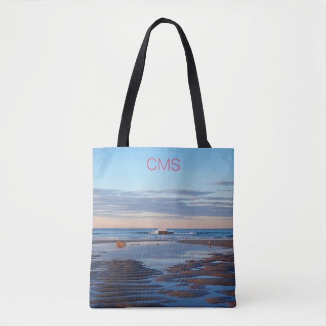 Higgins Beach Zen Ocean Sunrise Rosa Name Tasche (Vorderseite)