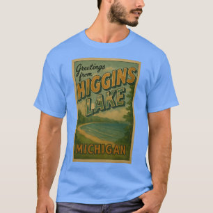Higgins Lake Michigan Retro-Postkarten-Design T-Shirt