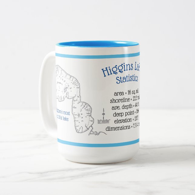 Higgins Lake Stats Zweifarbige Tasse (Vorderseite Links)