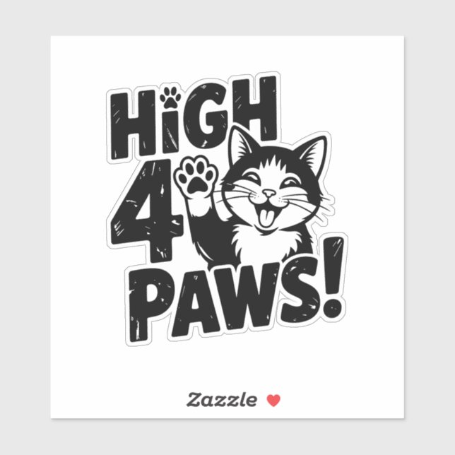 High 4 Paws Cat Aufkleber (Blatt)