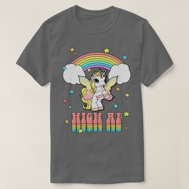 High AF Regenbogen Unicoron Stoner Design T-Shirt (Design vorne)