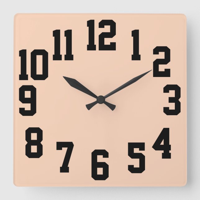 High Contrast Big Numbers Easy Read Quadratische Wanduhr (Vorderseite)