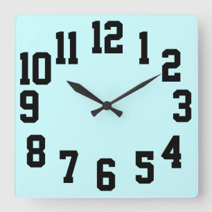 High Contrast Big Numbers Easy Read Quadratische Wanduhr