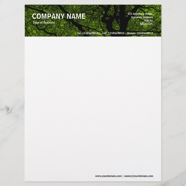 High Contrast Tree - Avocado Green Briefbogen (Vorderseite)