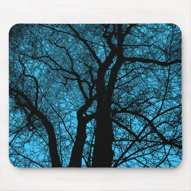 High Contrast Tree - Sky Blue Mousepad (Vorne)