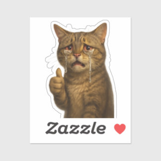 High Detail Sad Cat Giving Thumbs Up Aufkleber