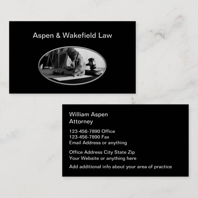 High-End-Anwaltskasse Jet Black Business Cards Visitenkarte (Vorne/Hinten)