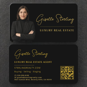 High-End-Immobilien-Black-Gold-QR-Code Visitenkarte