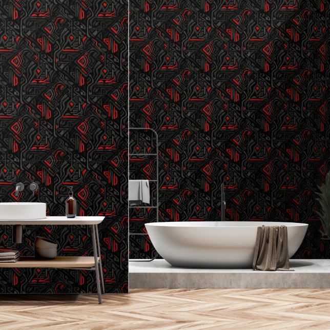 High End Textured African Regal Design Tapete (Badezimmer)
