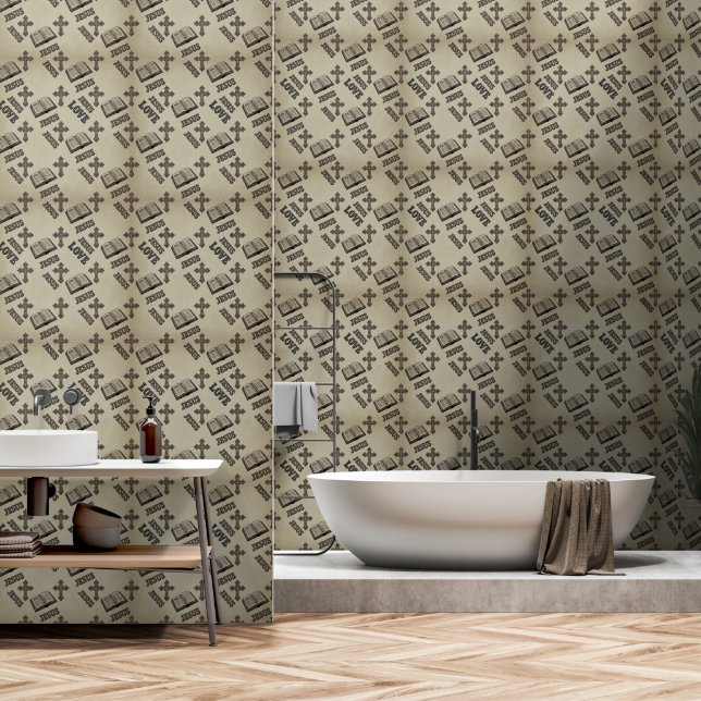 High End Textured Faith Inspired Design Tapete (Badezimmer)